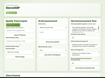 StoreAMP Controller dashboard